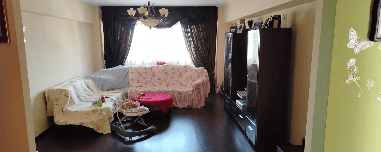 Camera de zi cu canapele, televizor și decor elegant.